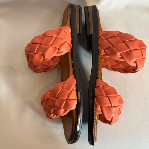 ATELIERS Sz 38 Braided Coral Slides Slip On 2 Strap Sandals Memory Foam - Picture 9 of 11